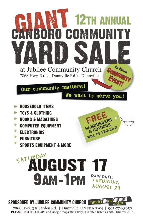 Annual Community Yard Sale in Haldimand Niagara Area